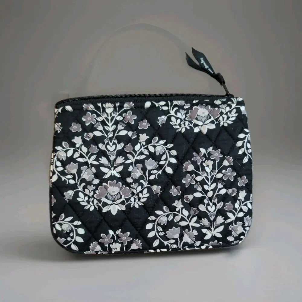 Vera Bradley Trimmed Vera Tote Bag & Large Cosmetic Pouch Set Frosted Floral